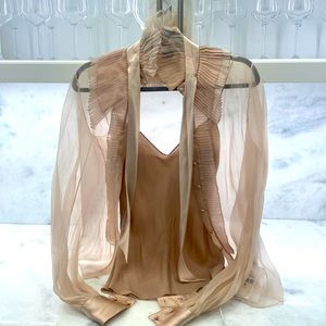 Ralph Lauren Purple Label 2pc silk cami and sheer blouse. Runway piece blush